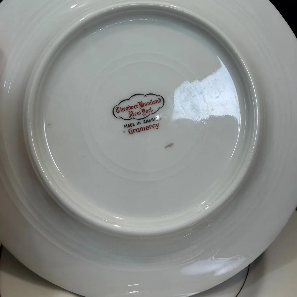 Theodore Haviland Gramercy Bread Plates Set of 7 Gold Trim Porcelain 6.25